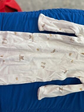 Carter's Cream Long-Sleeve Baby One-Piece Gown with Subtle Bird Accent